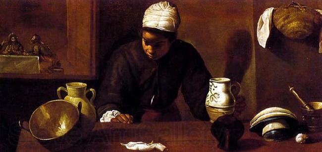 VELAZQUEZ, Diego Rodriguez de Silva y Kitchen Scene with the Supper in Emmaus